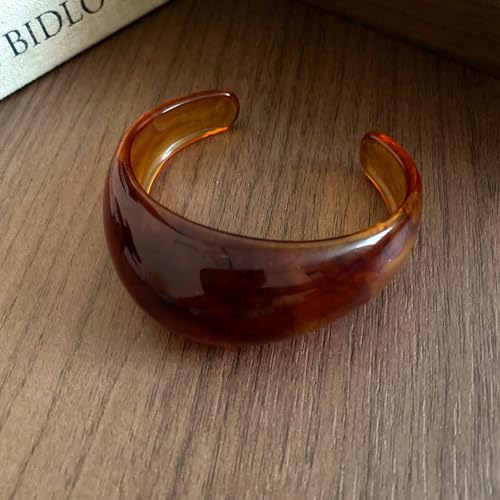 Image of 1Pc Resin Wide Round Bangle Bracelets Minimalist Jewelry for Women Geometric Bohemian Colorful Wrap Bracelet Elegant Round Acrylic Holiady Chunky Thick Bracelet