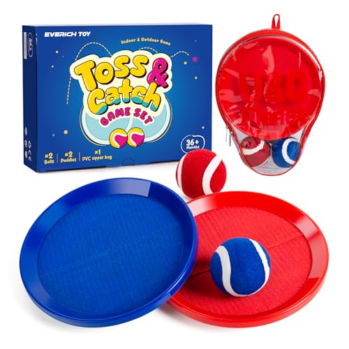 Image of EVERICH TOY Toss and Catch Ball Game Set, Upgraded Sticky Paddle Ball Set for Kids & Toddlers, Sturdy & Water-Resistant Outdoor Backyard Beach Pool Toy, Birthday Gift for Boys Girls Ages 3-12