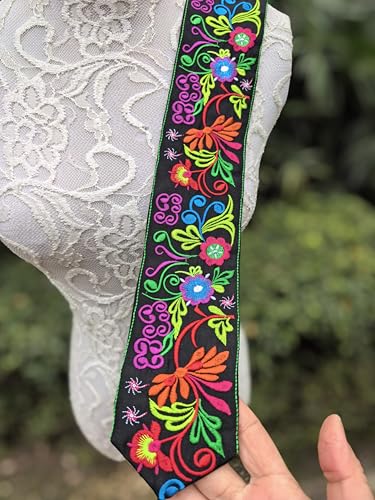 FANFAN Traditional Embroidered Mexican Belt Tassel Waist Belt Adjustable Belt Day Of The Dead Ethnic Boho Party Belt E14