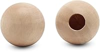 Vista 22 de Perlas de madera grandes para manualidades - Paquete de 12 perlas de 32 mm con agujero de 1-1/4 x 3/8 pulgadas, perlas de madera grandes