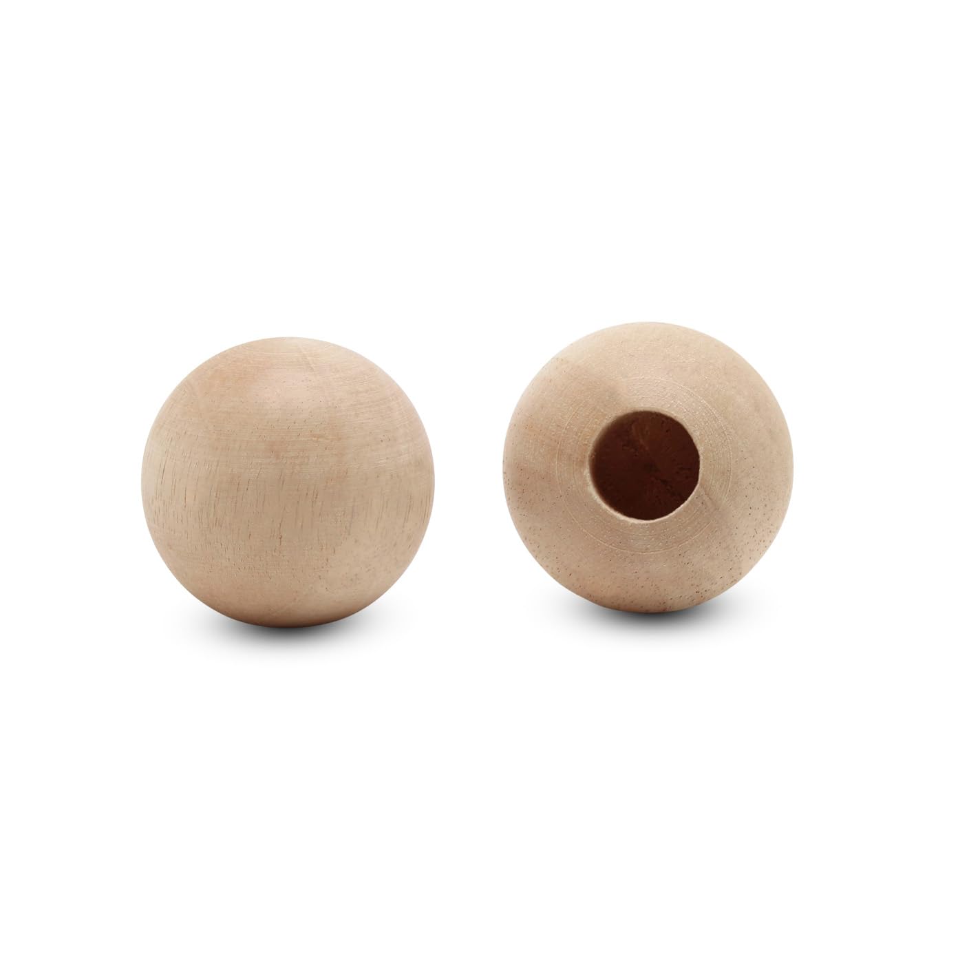 Large Wooden Beads for Crafts - Pack of 6 64mm 2-1/2 x 5/8 Inch Hole Large Wood Beads for Crafts withHoles for DIY | Round Wooden Balls for Crafts | Wood Beads for Jewelry Making | Woodpeckers