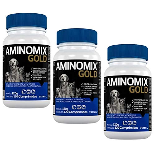 Combo 3un Suplemento Aminomix Gold 120Cps Vetnil