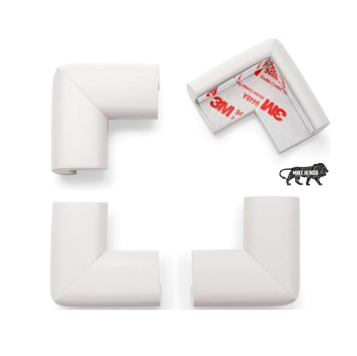 Kids Station Baby Proofing Corner Protector for KIDS Safety, Made in India Rubber Edge for Sharp Furniture Edges and Corners, A Baby Safety Product (50g/mt Dense, 4 pcs, L- Shape, Off-White)-image-38