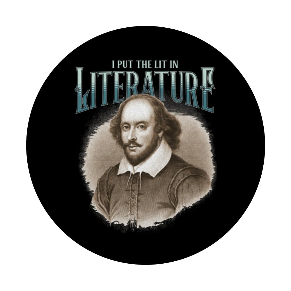 I Put The Lit In Literature William Shakespeare PopSockets Swappable PopGrip, Black - Image 3
