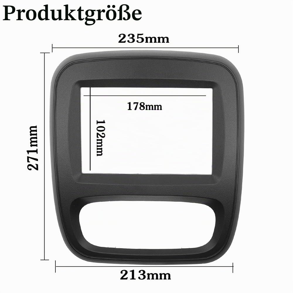 KAOLALI Doppel DIN Radioblende Autoradio DVD Panel Rahmen kompatibel mit Renault Trafic für Opel Vivaro 2015+ 2Din Audio Stereo Abdeckung Armaturenbrett Panel Kit