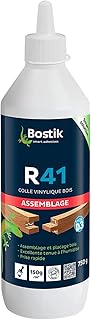 Bostik Colle Vinylique Bois R41 - Colle à Bois Prise Rapide - Colle d'Assemblage et de Placage du Bois - Colle D3 Menuiseries Intérieures et Extérieures Abritées - Blanc - Biberon de 750 g