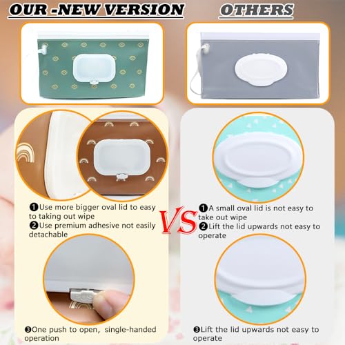 4 Pack Baby Wipes Dispenser [New Version-One Press Open],Portable Wipe Pouch,Refillable Wipe Holder, Baby Wipes Container Reusable Wet Wipes Bags Pouch for Travel - Thumbnail 2