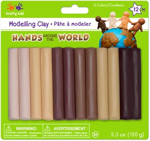 Colors of The World - Arcilla para modelar, beige, bronceado, marrón claro, marrón oscuro y más, 12 piezas, 5.3 onzas