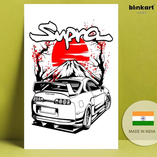 Image of BLINKART Toyota Supra MK4Car Posters Sticker Gift Items for Boys Room Wall Decor || Comes with Double-Sided Tape|| Decoration Bedroom Living Room Office Studio Decor | 12x18 In (A3) - CAR-281
