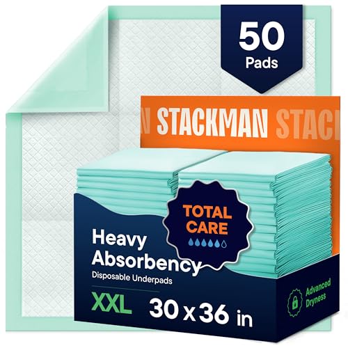 Image of Chucks Pads Disposable 30x36 Underpads [50-Pack] Incontinence Chux Pads Absorbent Fluff Protective Bed Pads - Extra Large Pee Pads for Kids, Adults & Elderly | Leak Proof Puppy Pads for Training - XXL