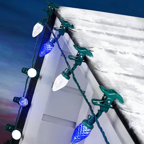 2PACK C9 LED Christmas Lights with 100 Spring Clips, Total