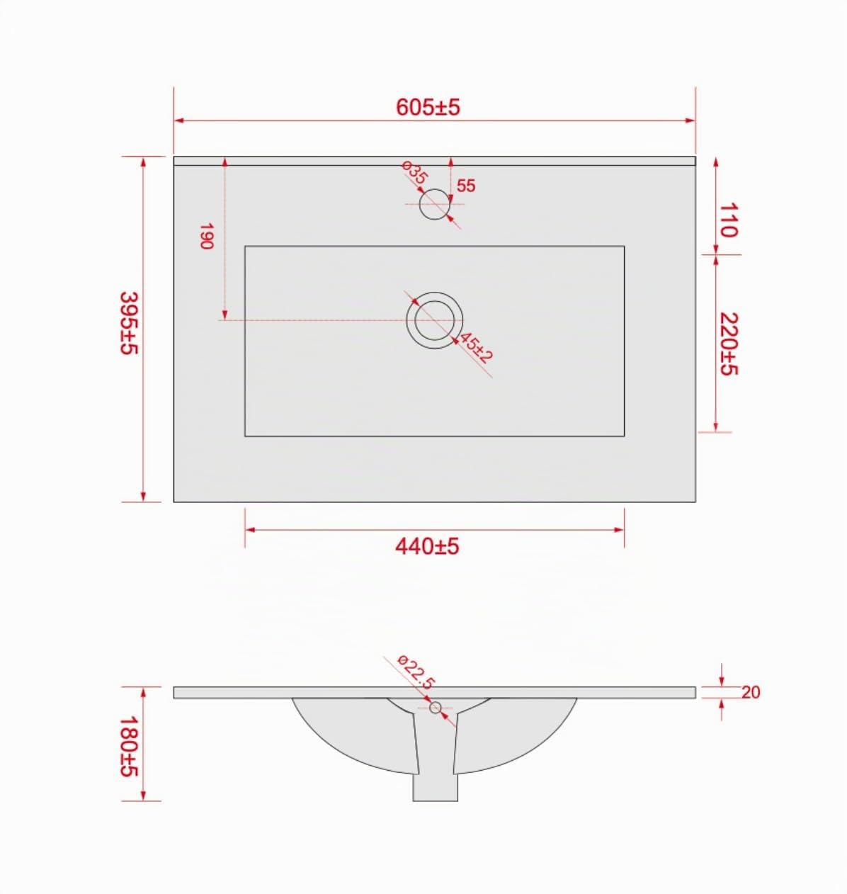 Lavabo avec meuble bas Bilbao - Largeur : 60 cm - Blanc
