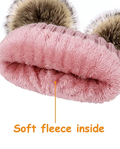 Arctic Paw Girls Beanie with Pom Pom Hats for Gilrs Winter Hat Toddler Beanies4