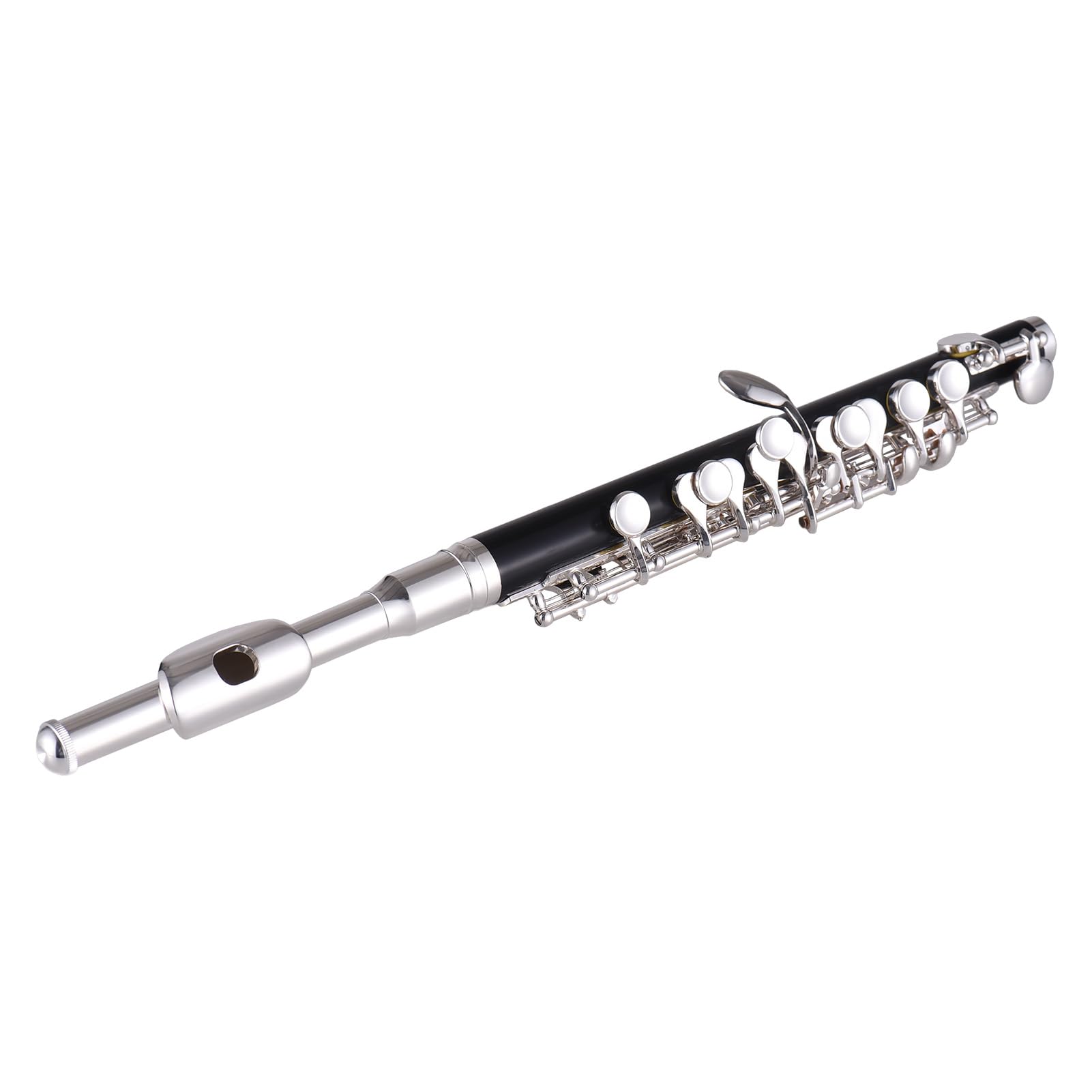 GOWENIC Elegancka, Posrebrzana Czarna Rurka ABS Piccolo Flute, Klucz Piccolo C dla Początkujących z twardą obudową, Drążek do Czyszczenia i