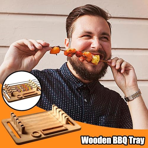 Plateau de barbecue rectangulaire en bois avec finition artisanale - 6