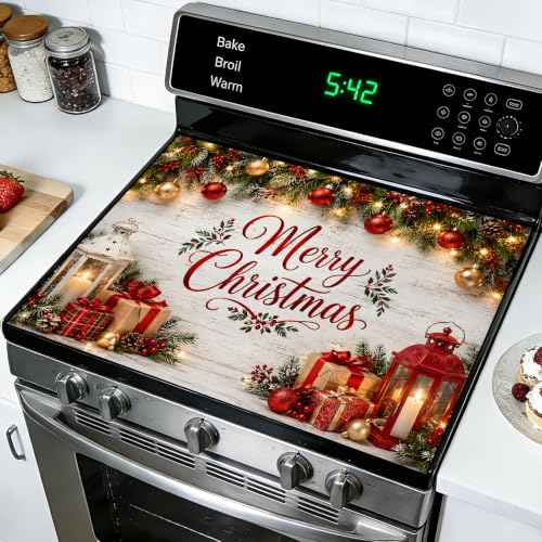 Image of Stove Top Cover for Electric Stove: 28''x20'' Stove Cover Elevate Your Kitchen Reliable Heat Protection,Non-Slip Kitchen Decor (Rustic)