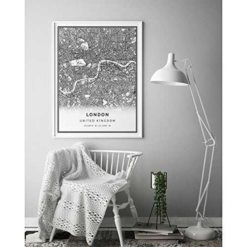 Squareious London Map Poster Print | Modern Black And White Wall Art | Scandinavian Home Decor | United Kingdom City Prints Artwork | Fine Art Posters 8.5X11 #TOP2