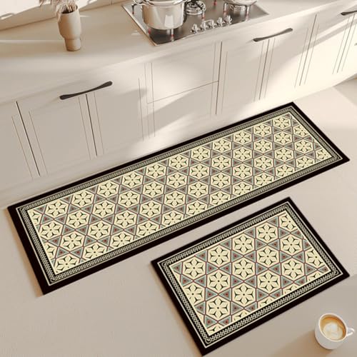 Image of Roslen Non Slip Kitchen Mat for Floor Water-Resistant Floor Rug with Ethnic Printed Mat for Home Decor, Soft Cushioned Long Mat for Daily Use, Anti-Fatigue Runner Rug Carpet for Kitchen Sink & Laundry