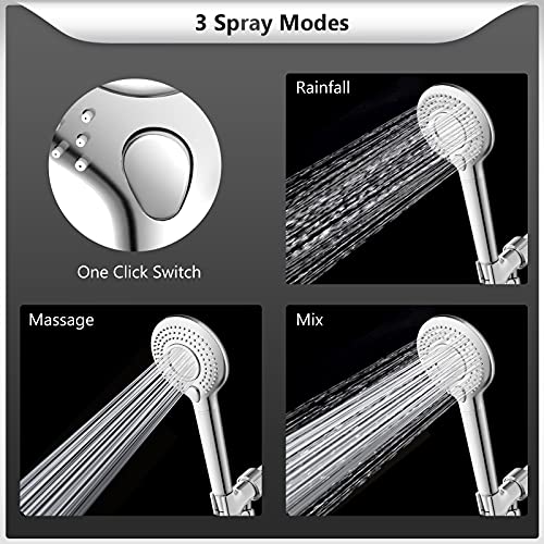 Image of FEELSO Filtered Shower Head with Handheld, High Pressure 3 Spray Mode Showerhead with 60 inch Hose, Bracket and 15 Stage Water Softener Filters for Hard Water Remove Chlorine and Harmful Substance