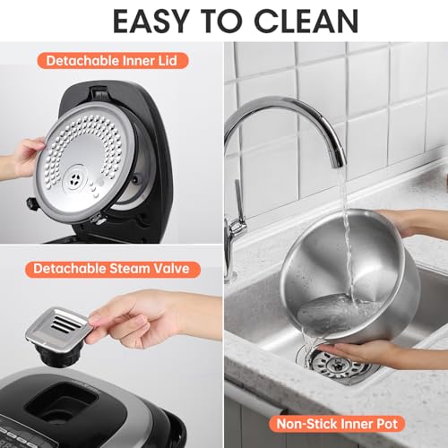 Oshenic Rice Cooker 10 Cups No Bake / 20 Cups Cooked Rice Cooker, Induction Heating & Diffused Logic Technology, Smart Electric Cooker with LCD Display, 11 Multi-Functional Cooking Options - Image 7
