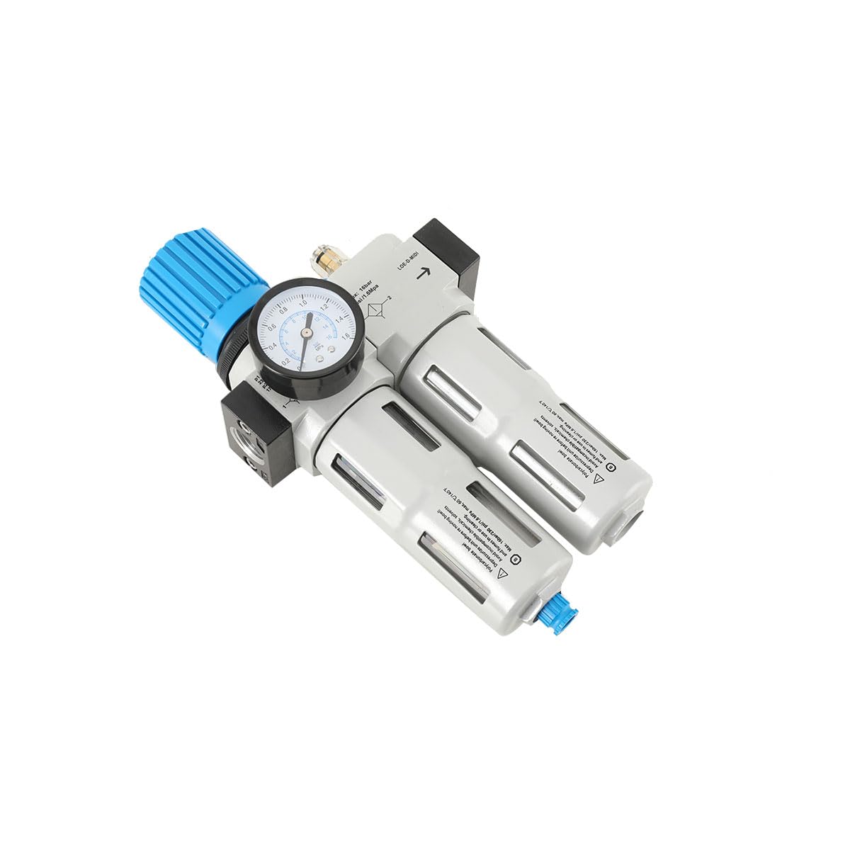 G 1/2 Filtro de compresor de aire, separador de agua, 2 piezas, unidades de mantenimiento, regulador de aire comprimido con manómetro (G 1/2 / drenaje automático con flotador)