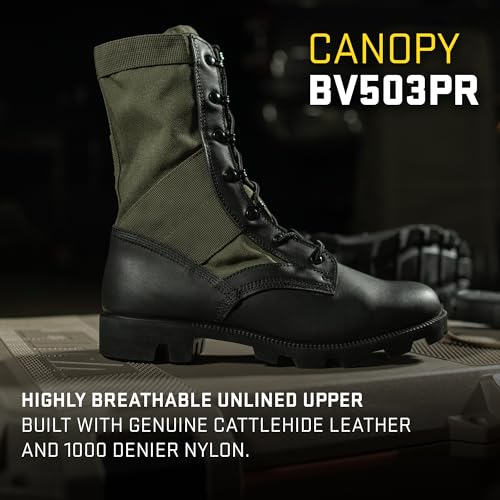 Belleville Men's 8" Canopy Jungle Boots - Highly Breathable Leather & Nylon Upper Military Boots for Men - Medial Side Drainage Vents & Classic Panama Outsole Tread4