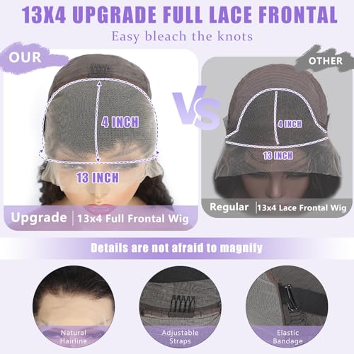 Image of SOEZ 22 Inch Deep Wave Lace Front Wigs Human Hair 13x4 HD Lace Front Wigs Human Hair Pre Plucked Wet Wavy Curly Human Hair Wig 180% Density Water Wave Glueless Frontal Wig with Baby Hair For Women
