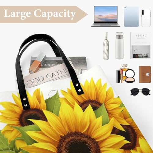 Sunflower Handbag Leather Tote Shoulder Bag Satchel Handbag with Top Handles Large Casual Handbags with Shoulder Work Bag for Women Travel Purse Dating Gift4
