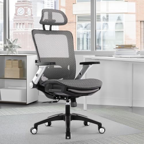 Ergonomic Office Chair with 4D Flip-up Arm, Mesh Chair with Adjus...