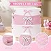 Breling 3 Pieces Coquette Bow Laundry Hamper Cotton Rope Storage Basket Bow Woven Gift Baskets Rope Bin with Handles for Decoration Organization Storage for Nursery, Pet Toy Basket(Pink, White)