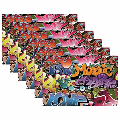 Sets de table graffiti faciles à nettoyer pour simplifier les repas de famille