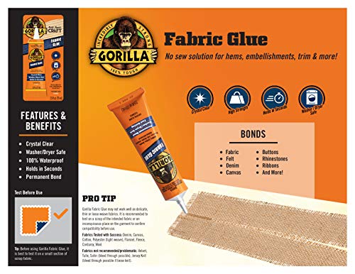 Gorilla 8025501 Waterproof Fabric Glue 2.5 Ounce Tube thumb #3