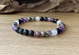 WORLD WIDE GEMS Naturalna bransoletka z wieloma klejnotami 6 mm | Okrągły kamień o gładkim cięciu | Wielokolorowy kamień | Energooszczędna elastyczna bransoletka | Bransoletka lecznicza | Ręcznie