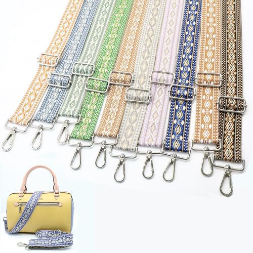 Image of LEMEDE Purse Strap Adjustable Replacement Crossbody Bag Straps Retro Jacquard Embroidery Shoulder Straps for Shoulder Bag