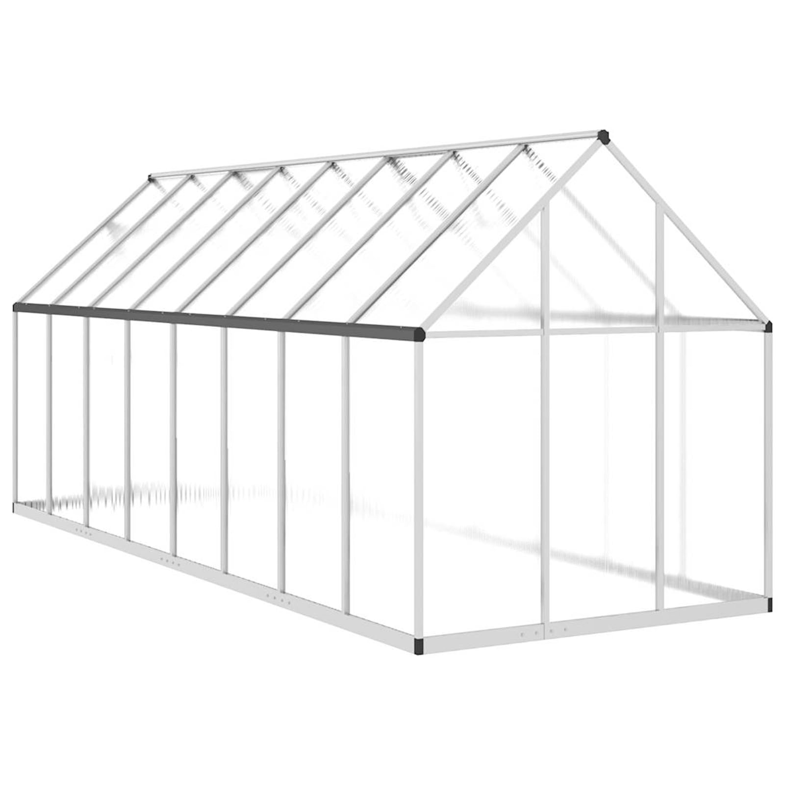 Szklarnia 445 cm dł. x 169 cm szer. x 195 cm wys. – stabilna rama aluminiowa z płytami poliwęglanowymi 4 mm, zakopana rama fundamentowa, idealna do uprawy warzyw i roślin