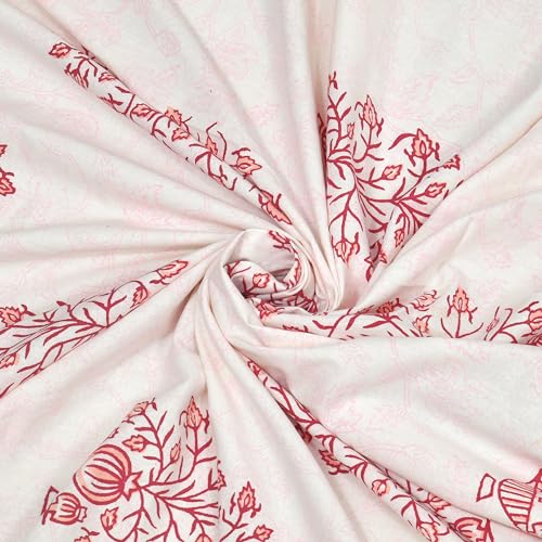 Image of BLOCKS OF INDIA Hand Block Printed 200 TC Cotton King Size Bedsheet (Maroon Pot)