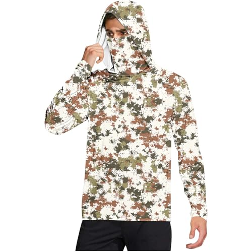 Fishing Shirts for Men with Mask Long Sleeve UPF 50 + Sun Protection Hoodies Quick Dry Sunshirt Lightweight Summer 2025