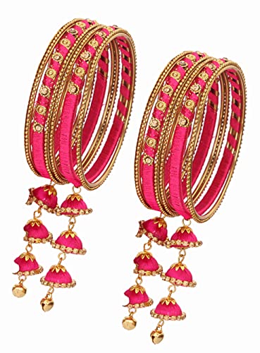 Image of NMII Get your traditions Valentine Gift for Girls & Women Silk Thread Bangle Set With Zircon For Womne & Girls
