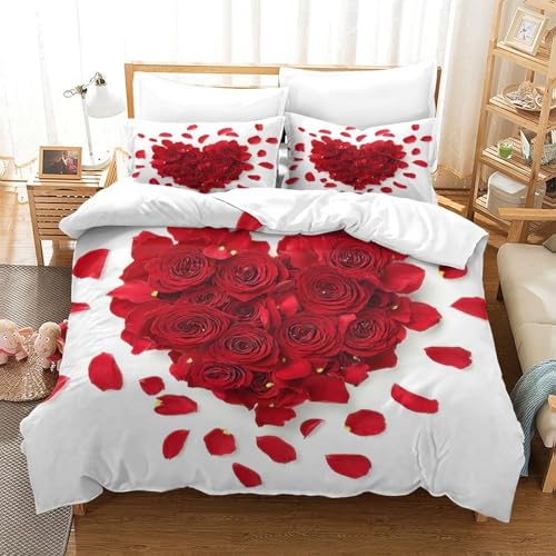 Housse de couette roses rouges 140x200 microfibre