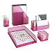 Blu Monaco Pink Office Supplies Hot Pink Desk Accessories for Women Office - 5 Piece Cute Desk Organizer Set
