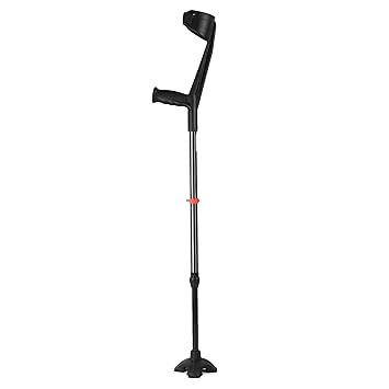iWalk Adjustable Elbow Crutch for Men & Women – Lightweight Mild Steel Self-Standing Walking Crutches, Comfortable & Strong Support, Universal Size, Black (1 Unit)