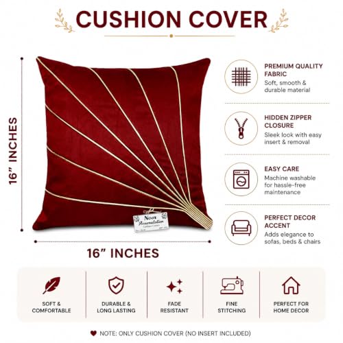 Image of Noor Silk Cushion Covers Pack of 7 | 16x16 Inches, Maroon