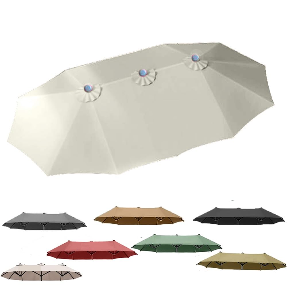 15-stopowy duży baldachim parasola ogrodowego, 12 żeber, dwustronny materiał wymienny, potrójny rozmiar, wymienny wierzch parasola ogrodowego, anty-UV(Beige)