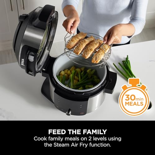 Ninja Foodi 11-in-1 SmartLid Multi-Cooker, 6L, Electric Pressure Cooker & Air Fryer, Layer Mains & Sides with Reversible Rack, Cooks 4 Portions, Dishwasher Safe Parts, Stainless Steel/Black OL550UK - Image 5