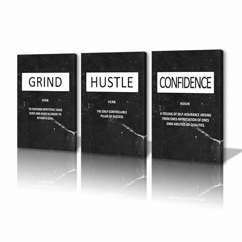 KAWAHONE Inspirational Canvas Wall Art - Grind Hustle Confidence Motivational