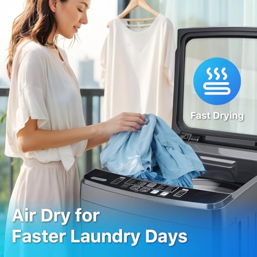 Image of Anypro Washing Machines 27 LBS Full Automatic Clothes Washer and Spinner Combo with 10 Program and 8 Water Level, Laundry Wash Spin Dryer for Apartment RV Dorm, Grey