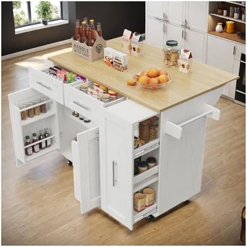 Îlot de Cuisine Moderne, Armoire Cuisine,Chariot de Repas avec ve...