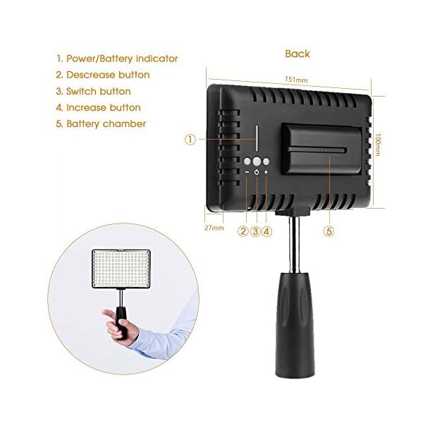 LED Video Licht, Yeeteem TL-160S 160PCS LED Dimmbare Ultrahoch Power Panel Digitalkamera/Camcorder Videolicht… – Bild 7
