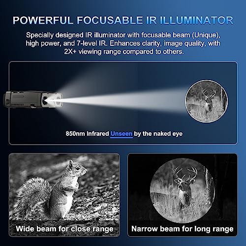 Image of Night Vision Goggles, True 4K Night Vision Binoculars, Built-in Powerful Focusable IR, 6000mAh Rechargeable Battery, Super Large Display, Long Viewing Range, Free 64GB Card (Silver Gray)