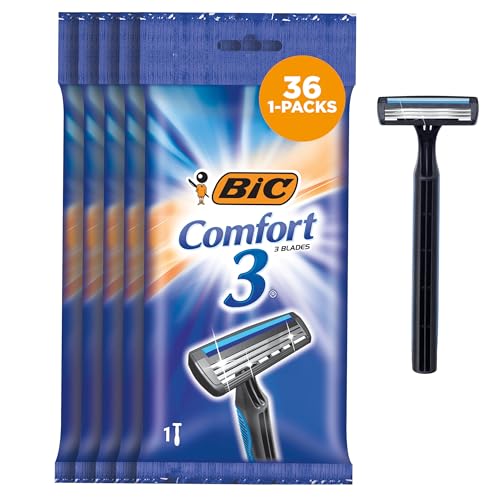 BIC Comfort 3 Disposable Razors Long-Lasting 3-Blade Razors for Men Perfect razors Designed for Smooth and Comfortable Shave 1-Count